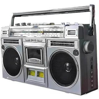 Retro-Kassetten-Boombox, 80er-Jahre-Stil, Street-Bluetooth-Player mit AM/FM-Radio, SD/USB-Eingang, konvertiert Kassetten auf USB/SD, silberfarben