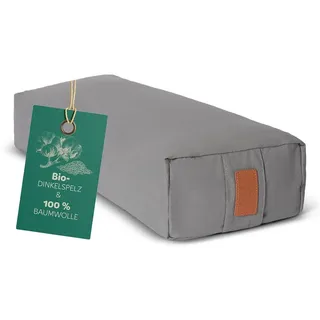 #DoYourYoga Yogakissen Yoga Bolster Paravati, gefüllt mit Bio-Buchweizenschalen,Yogakissen 67x22x13cm grau