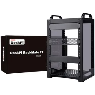 GeeekPi DeskPi RackMate T1, 8U 10 Zoll Serverschrank, 200 mm Tiefes Mini-Rack mit Regalboden & Blindplatte, für NAS, AV- & Netzwerktechnik (Schwarz)