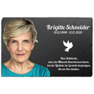 Paule Black Gedenktafel für Menschen mit UV-Druck Schiefer 30 x 20 cm - Individueller Text und Foto