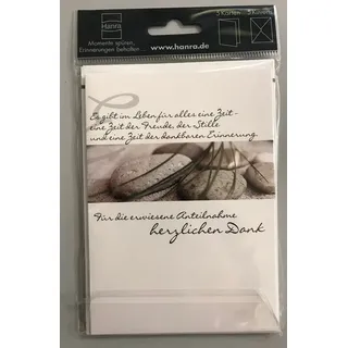 Hanra Grußkarten Trauer – Danksagungen - 5 Stück im Topper - 5 Danksagungskarten mit B weiß