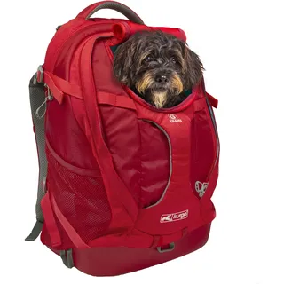 Kurgo G-Train Hundetransportrucksack - Bequeme Reisetasche für Hunde bis zu 11 kg - Wasserdichter Boden - Rucksack mit Mehreren Fächern - Wanderzubehör, Robuster Abenteuerrucksack - Rot