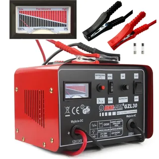 MARPOL Batterieladegerät 12/24V Kfz Pkw Autobatterie Ladegerät 7-180ah 30a mit funktion Fast Charge