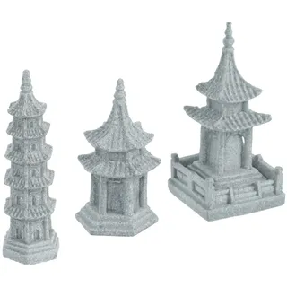 Angoily 3 Stücke Japanische Steinlaterne Asiatische Deko Figuren Pagode Statue Mini Gata Laterne Zen Garten Dekofigur Steinfiguren Skulptur Miniatur Ornament für Teich Micro Landschaft Deko