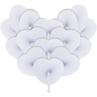iZoeL Fächer Hochzeit 24 Stück Handfächer Weiß Hochzeitsfächer Herz Hochzeit Gäste Geschenk Hochzeitsdeko Vintage (24Stk)