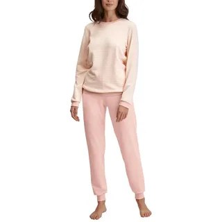 CALIDA Nightwear Xtra Bündchen-Pyjama Damen, Frottee-Qualität aus Baumwollmix Pearl Blush 48-50 - 48-50