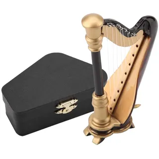 4in Miniatur Harfe Modell, Mini Holz Harfe Instrument Modell mit Geschenkbox für Home Desk Regal Musik Room Decor Geschenkidee