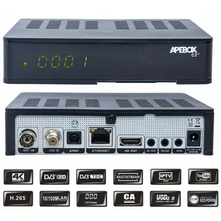 Apebox C2 4K UHD H.265 DVB-S2X DVB-C/T2 Multistream Combo Receiver, USB, LAN, CA