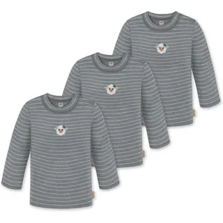 normani Outdoor Sports 3er Pack Baby Merino Longsleeve Taupo in Grau gestreift | Gr.: 86/92