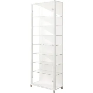 fif Möbel Vitrine FIF MÖBEL "Optima", weiß, B:58cm H:172cm T:32,7cm, Holzwerkstoff, Kunststoff, Sicherheitsglas ESG, Schränke, Vitrine, Standvitrine, 2 Glastüren, 7 Böden, vielseitig, perfekt für Sammler