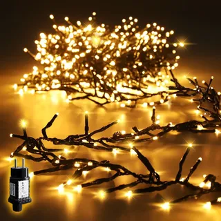 salcar 10m 1000er LED Cluster Lichterkette Außen, Weihnachtslichterkette mit 8 Modi und Memory, Wasserdicht Christbaumbeleuchtung für Innen Außen Garten Weihnachtsbaum Hochzeit, Warmweiß