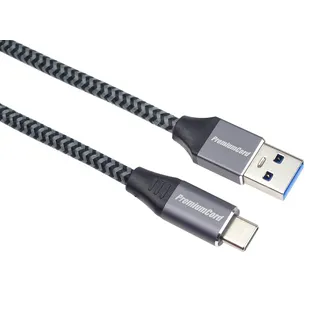 PremiumCord USB 3.2 Gen 1 Verbindungskabel, Datenkabel SuperSpeed bis zu 5Gbit/s, Ladenkabel bis zu 3A, Leistung 60W, USB Typ A Stecker auf USB Typ C Stecker, Farbe schwarz, Länge 3m