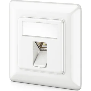 deleyCON 1x CAT6a Keystone Netzwerkdosen Set Unterputz 1x Netzwerkdose 1x Keystone Modul STP Geschirmt Metall Gehäuse RJ45 Keystone Jack Datendose... für Patchkabel, Netzwerkkabel, Ethernet Verlegekabel, Gigabit LAN, Weiß