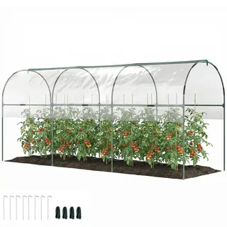 Pangivo Tomatenhaus, Transparent, Kunststoff, 400x170x120 cm, Gartenzubehör, Gewächshäuser