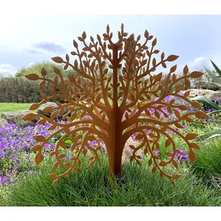LB H&F Gartenstecker LEBENSBAUM 2tlg. 3D Baum 40x38cm zum stecken Gartendeko Deko Dekoration aus 2 Steckelementen Metall Rost Edelrost