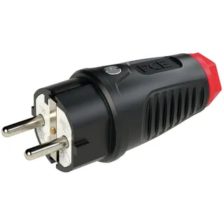 PCE Schutzkontaktstecker Vollgummi, Thermoplast 250 V Schwarz, Rot IP54