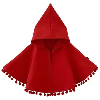 Umhang mit Kapuze Warm Gestrickt Poncho Kleinkinder Rot Cape Poncho Mantel Hoodies Pom Pom Quaste Schneeanzug Winter Halloween Umhang für Jungen Mädchen Baby, rot, 5 Jahre - 5 Jahre