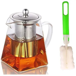 Teekanne Glas, Teekanne mit Siebeinsatz, Borosilikatglas Teeservice, Teekanne Glas mit Siebeinsatz, Teekanne mit Teesieb, klare Teekanne für losen Tee und blühenden, Spülmaschinenfest550ML