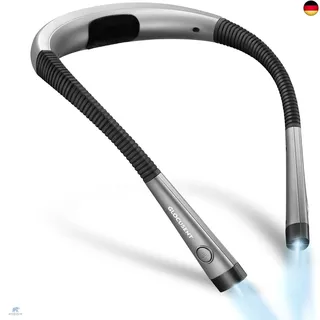 Glocusent Leselampe Hals, 3 Farben, 6 Helligkeitsstufen, 80 Std. Akku, Flexibel,