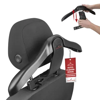 Walser PKW Kleiderbügel, Vergleichssieger* Auto-Kleiderbügel, Jackenhalter Kopfstütze Henry, KFZ Kleiderbügel, Auto Reisebügel, Kopfstützen Kleiderbügel 45x7,5x26 cm