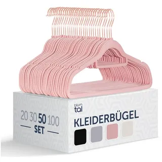 Blumtal Kleiderbügel 50 Stück - 360° Drehbar, Belastbar, Platzsparend Und Rutschfest - Rosa Samtbügel Mit Bezug