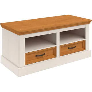 OTTO home Bank OTTO HOME "Selma", weiß (weiß, gebeizt, weiß), B:100cm H:45cm T:45cm, Massivholz, Sitzbänke, mit Stauraum und 2 Schubkästen, Breite 100 cm