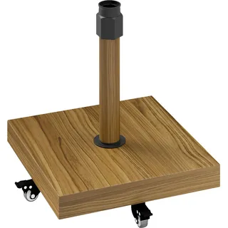 Outsunny Sonnenschirmständer aus Beton, Schirmständer mit Rollen, Bremsen, Quadratisch Schirmhalter, Schirmgewicht, Ständer für Sonnenschirm Ø36/38/48 mm, für Balkon, Terasse, Garten, Naturholz   Aosom