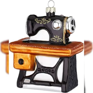 Inges Glas Christbaumschmuck Nähmaschine 9cm schwarz - Bunt