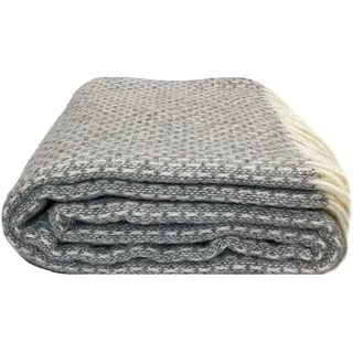 Wolldecke 100% Wolle | Plaid/Wohndecke | Grau/Weiß