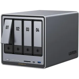 UGREEN NASync DXP4800 Pro 4-Bay Desktop NAS, Intel i3-1315U 6-Core CPU, 8GB DDR5 RAM bis zu 96GB, 128G SSD, 1x 10GbE, 1x 2,5GbE, 2X M.2 NVMe-Steckplätze, 4K HDMI, Network Attached Storage (Diskless)