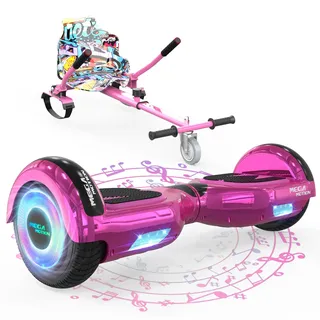 MEGA MOTION Hoverboards mit Hoverkart für Kinder, 6.5 Zoll Hoverboards mit Bluetooth Lautsprecher, mit LED-Leuchten, Geschenk für Kinder und Jugendliche