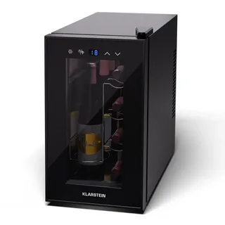 Klarstein Shiraz 8 Uno Vertical Weinkühlschrank 8 Flaschen 8 - 18 °C Touch-Control Schwarz