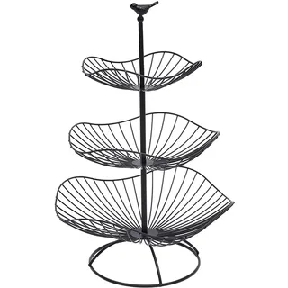 Obst Obstkorb 3 Stöckig,Obstetageren Obstschale Metall matt Modern ObstständerObstschale Etagere,für mehr Platz auf der Arbeitsplatte Küche Etageren Brot, Snacks, Gemüse (Schwarz),20*25*31cm