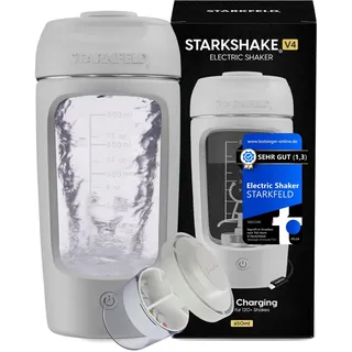 STARKSHAKE® V4 – ausgezeichnet als bester elektrischer Shaker vom F.A.Z.-Verlag (2025) | Elektrischer Protein Shaker für cremige Eiweiß Shakes | 8000 UPM | USB-C | 120+ Shakes | inkl. STARKPOD | WEISS