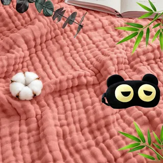 Gienslru Musselin Decke, Musselin Bettwäsche, Musselin Decke Erwachsene Sommer, Musselin Bettdecke 150 x 200, 135x200, 220x240, für Sofa, Bed, Couch Throw (105 * 105cm,Ziegelrot)