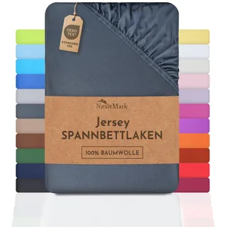 NatureMark Spannbettlaken Jersey-Baumwolle 180 x 200 - 200 x 200 cm grau