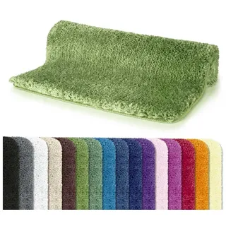 spirella Badematte HIGHLAND, Höhe 40 mm, Badteppich Hochflor, 100% Polyester Microfaser, Anti-Rutsch Beschichtung, für Fußbodenheizung geeignet, waschbar 40°, schnelltrocknend, Polyester, rechteckig, Rutschhemmende Unterseite aus Latex, Maschinenwaschbar, Schnelltrocknend grün rechteckig | Ø 0 cm x 60 cm x 90 cm x 40 mm