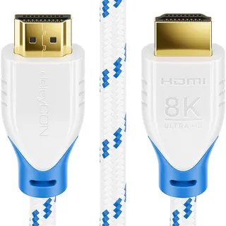 deleyCON 0,5m 8K HDMI 2.1 Kurz Kabel (48G, ULTRA Highspeed) 8K@60Hz 4K@120Hz 2K@144Hz/165Hz EARC HDCP 2.3/2.2 - Kompatibel mit DTS:X Dynamisches HDR Dolby Atmos TV PS5 Xbox Soundbar Monitor - Weiß