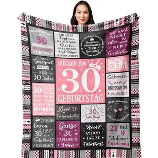 Yesbird 30 Geburtstag Frauen, 30 Geburtstag Deko, 30. Geburtstag Frauen, Geschenke zum 30 Geburtstag Frau, Geschenk 30. Geburtstag Frau Decke 150x130CM