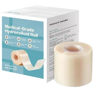 Hydrokolloid Pflaster Rolle | 5x500cm Medical Grade Hydrocolloid Roll | Atmungsaktive Hydrocolloids Rolle Verbände Blasenpflaster Wasserfest | Selbstklebender Hydrocolloids Roll für Wundverbände