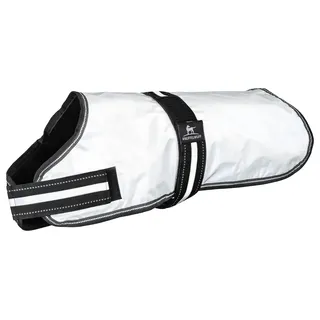 Knuffelwuff Hundemantel komplett reflektierend 75cm - Warmer Mantel mit Klettverschluss für kleine, mittelgroße und große Hunde - Wasserabweisend, Windabweisend - Sicherheitsweste mit Geschirrloch