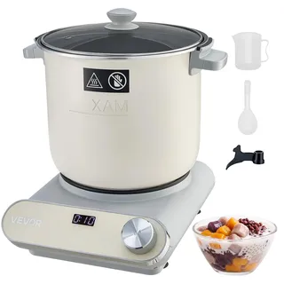 Vevor Teigknetmaschine mit Gärfunktion 7 L Elektrische Teigmaschine 250 W für Pizza, Pasta, Sauerteig und Fufu, Antihaftbeschichteter Aluminiumtopf, Timer, Digitales Bedienfeld, bis zu 1000 g Mehl,