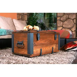 Handgefertigter Vintage Couchtisch Truhe Beistelltisch Sofatisch Holzmöbel Antik