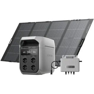 EcoFlow Delta 3 Plus tragbare Powerstation 1024Wh mit 400W Solarpanel, 0% VAT WLAN STREAM Mikrowechselrichter 800W, 1800W (3600W Spitze) Solargenerator für Notstromversorgung, Camping
