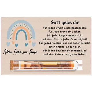 Taufe Geschenk, Taufe Geldgeschenk für Jungen Mädchen mit Taufkarte Holz Reagenzglas, Taufgeschenke für Mädchen Jungen Taufkind Patenkind, Taufandenken Geldgeschenke Verpackung