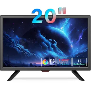 KCR 20 Zoll Freeview LED-Fernseher, integrierter digitaler DVB-T2 TV-Tuner, AV-Eingang, HDMI/VGA-Eingang, USB-Steckplatz, Fernbedienung, Auto (12 Volt) und Netzadapter