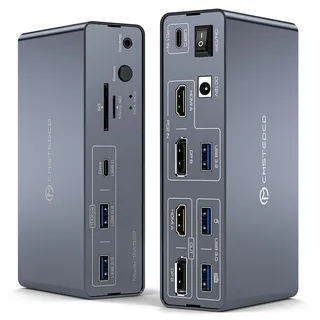 DGYBDFC Docking Station KVM Switch 2 Monitore für Laptop (USBC) & Desktop (HDMI+Displayport) 4K60Hz+4K120Hz MST USB-c Dockingstation für 2 PC mit HDMI, DP, USBC, USBA and SD/microSD Card Slots