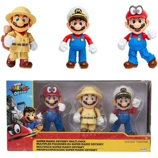 Jakks Pacific Super Mario Figuren 3er Set Mario Odyssey, 10 cm - Blau