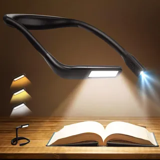 EastPin Buch Leselampe Hals LED Buchlampe: Wiederaufladbar Leselampe Bett Stricklampe zum Umhängen, 3 Farben & 80 Std. Dauer Handarbeitslampe Halslampe Leselicht Nackenlampe für Lesen Stricken Häkeln