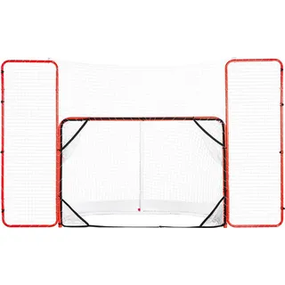 Vevor Hockeytor Streethockeynetz mit Rücklaufsperre und Zielen, Straßenhockey-Tor Hockeynetz, 310 x 183 cm Pro Hockey-Trainingstor-Set, tragbares... - weiß/rot,